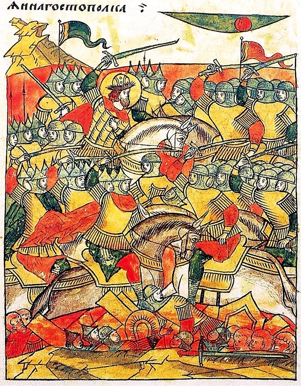 Ледовое побоище. Миниатюра Лицевого летописного свода